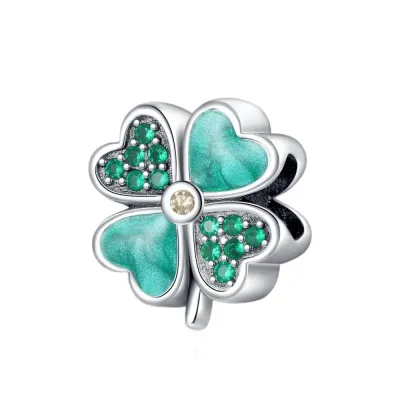 Lucky Clover Zirconia Charm