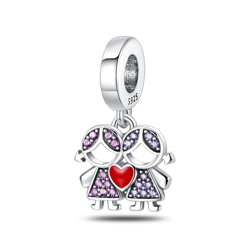 Heart Sisters Pendant Charm