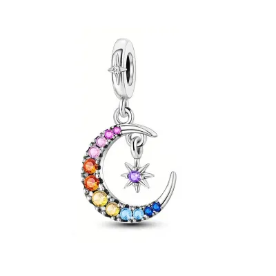 Colourful Moon and Star Pendant Charm