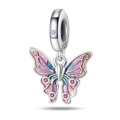 Barbie Inspired Pink Glitter Butterfly Charm