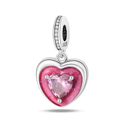 Barbie Inspired Sparkling Pink Heart Charm