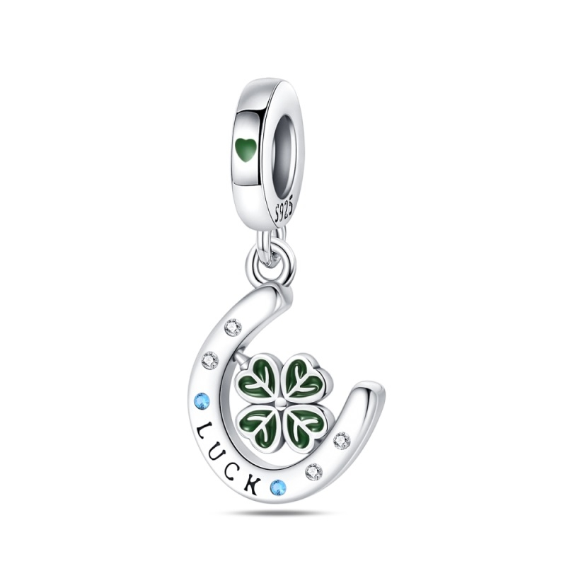 Lucky Horseshoe Clover Pendant Charm