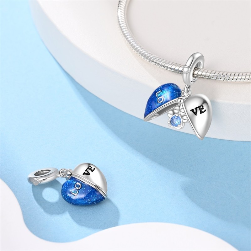 Charm Pendant Heart Pet Prints