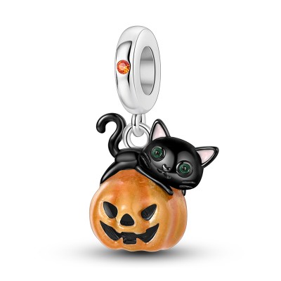 Charm Pendant Pumpkin Hallowewn Glow in the Dark Cat