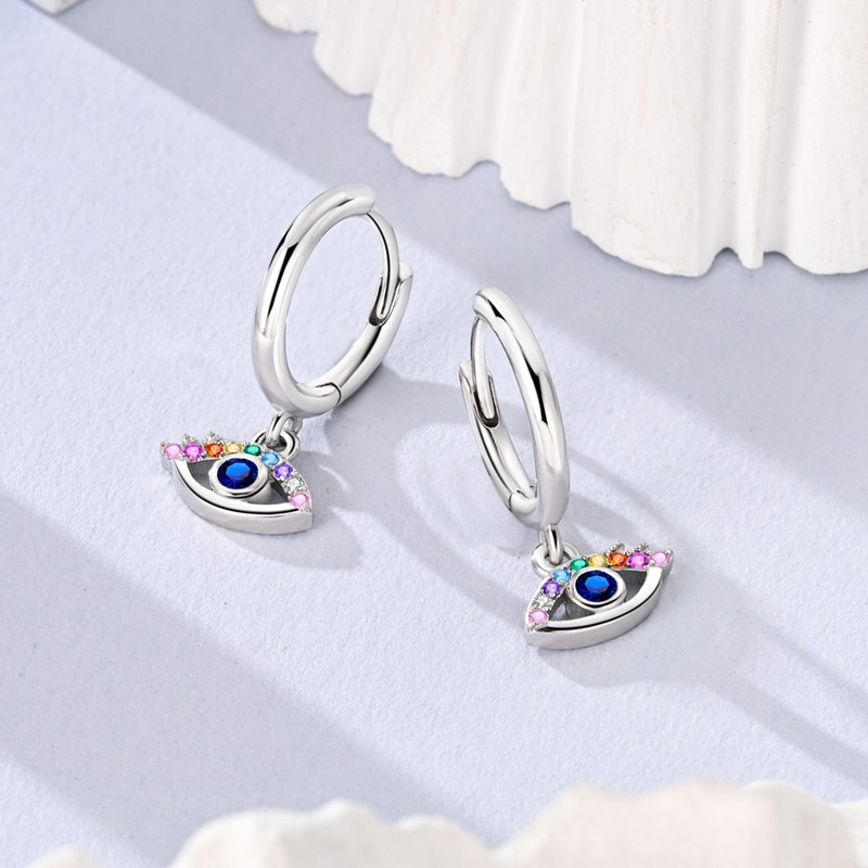 Turkish Eye with Coloured Zirconia Earrings