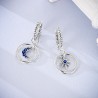 Star Moon Earrings with blue zircons