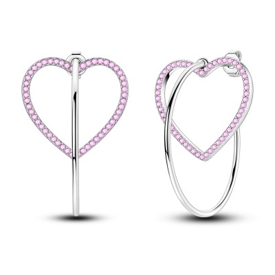 Pink Zirconia Hearts Earrings