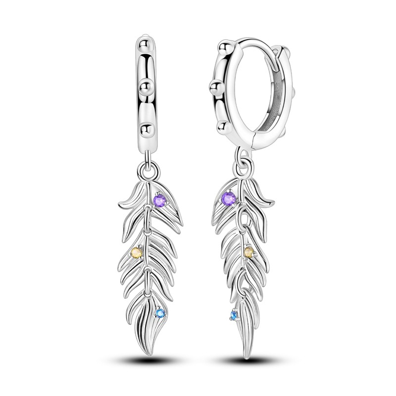 Earrings Feathers Zirconia