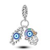 Charm Pendant Turkish Eye and Hand Fatima Fatima Coloured Zircons