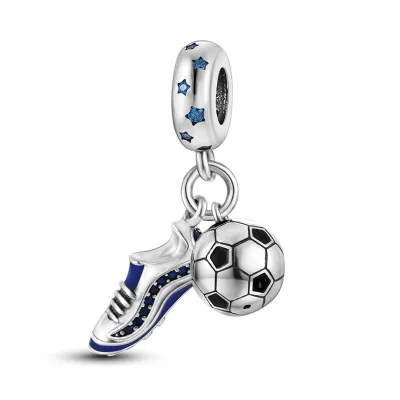 Sterling Silver Football Passion Pendant Charm