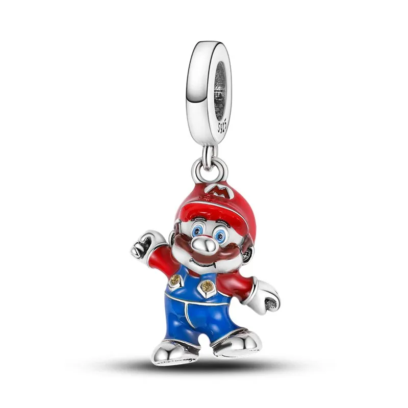 Sterling Silver Super Mario Pendant Charm